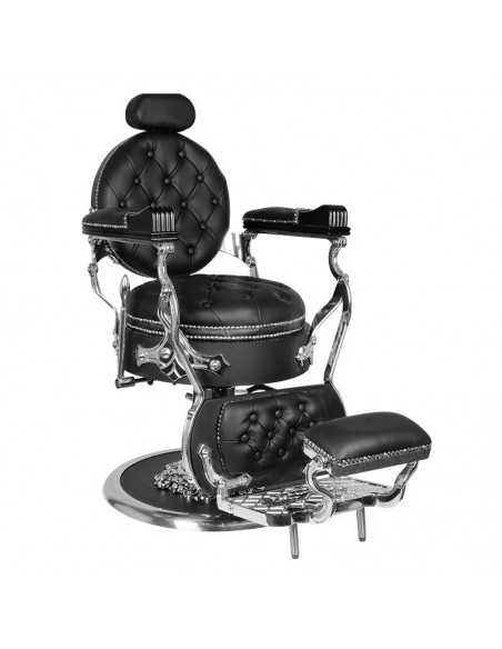 Brivski stol Cesare črno srebrne barve 