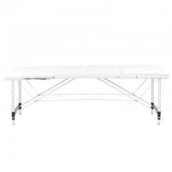 Bela aluminijasta komfortna zložljiva masažna miza 3 segmenti