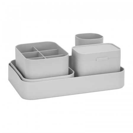 A set of desk organizer containers