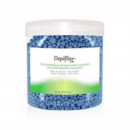 DEPILFLAX CERA DURA SENZA STRISCIA PER DEPILAZIONE PERLA AZUL 600G BLU 