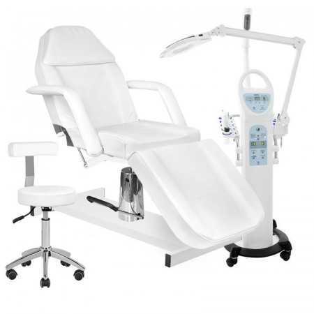 Ensemble de récolteuse Sonia Azzurro 15en1 + chaise cosmétique hydraulique + tabouret cosmétique 