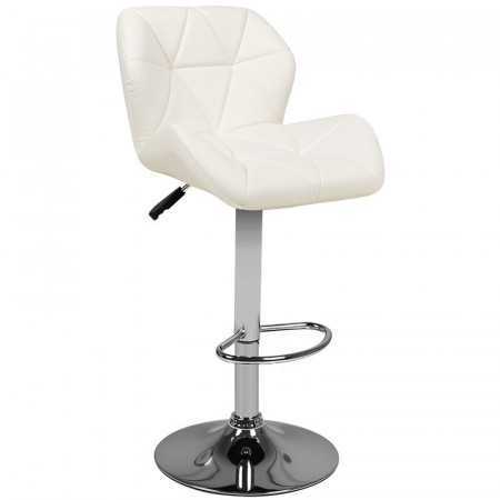 Tabouret de bar matelassé réglable blanc M01 