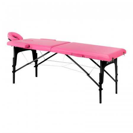 Camilla de masaje plegable Comfort Activ Fizjo, 2 segmentos, rosa, madera negra