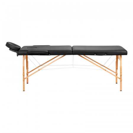 Table de massage pliante en bois Comfort Activ Fizjo Lux 2 segments 190x70 noir 