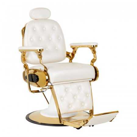 Sillón de barbero Gabbiano Francesco Gold, blanco 