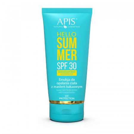 Apis hello summer spf 30, emulsja do opalania ciała z masłem kakaowym 200 ml 