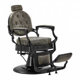 Fauteuil barbier cavalese vieux cuir vert  