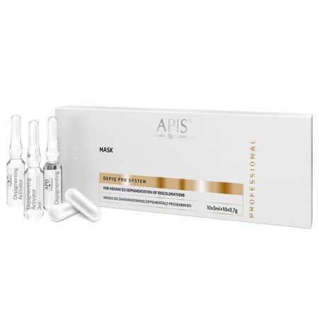 APIS DEPIQ PRO SYSTEM Maska do zaawansowanej depigmentacji przebarwień, 10x3ml + 10x0,7g 