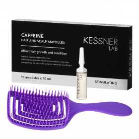 Coffret Brosse à Cheveux Flexible  et Ampoules Kessner Caféine 