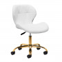 Elegancia white cosmetic stool with gold base 