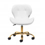 Elegancia white cosmetic stool with gold base 