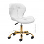 Elegancia white cosmetic stool with gold base 