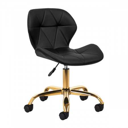 Elegancia black cosmetic stool with gold base 