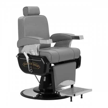 Majestic silver grey barber chair side view