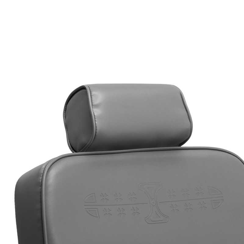 Majestic silver grey barber chair zoom view stuffed backrest patterns