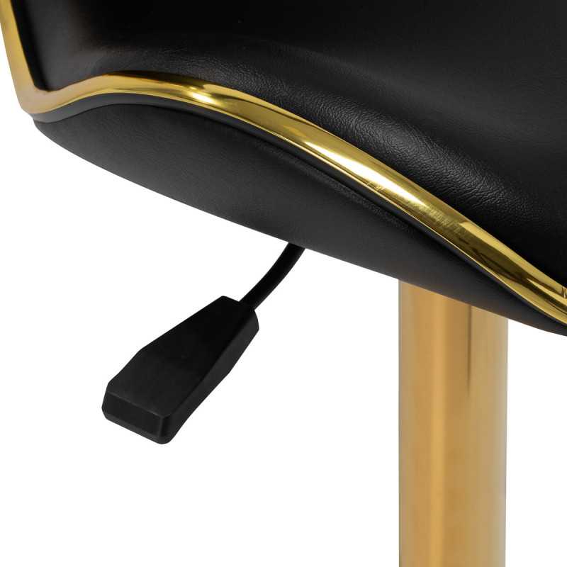 Tabouret Élégance Pro Lux noir dorée vue zoom vérin