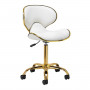 Tabouret Élégance Pro Lux blanc dorée  vue de profil