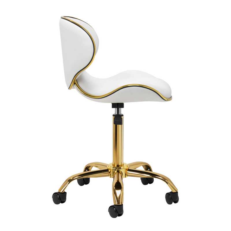 Tabouret Élégance Pro Lux blanc dorée vue de côté