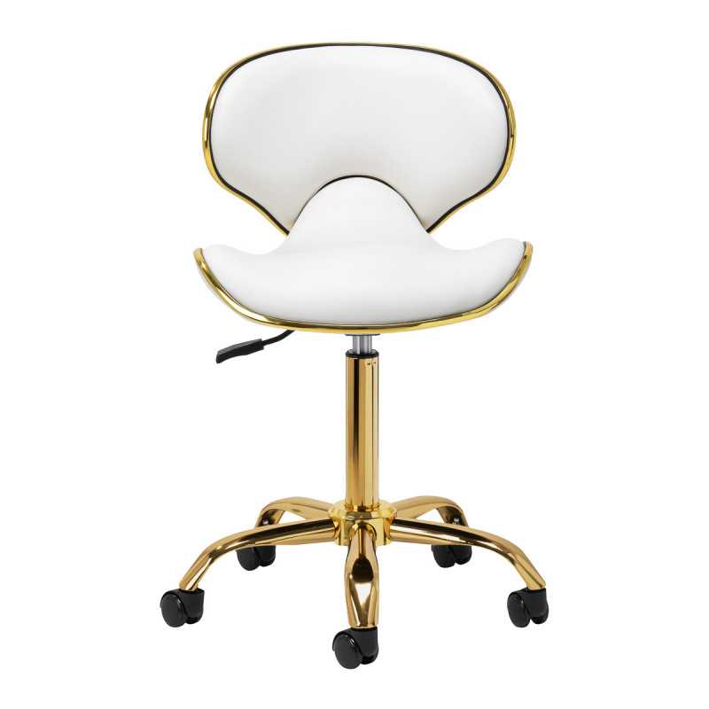 Tabouret Élégance Pro Lux blanc dorée vue de face