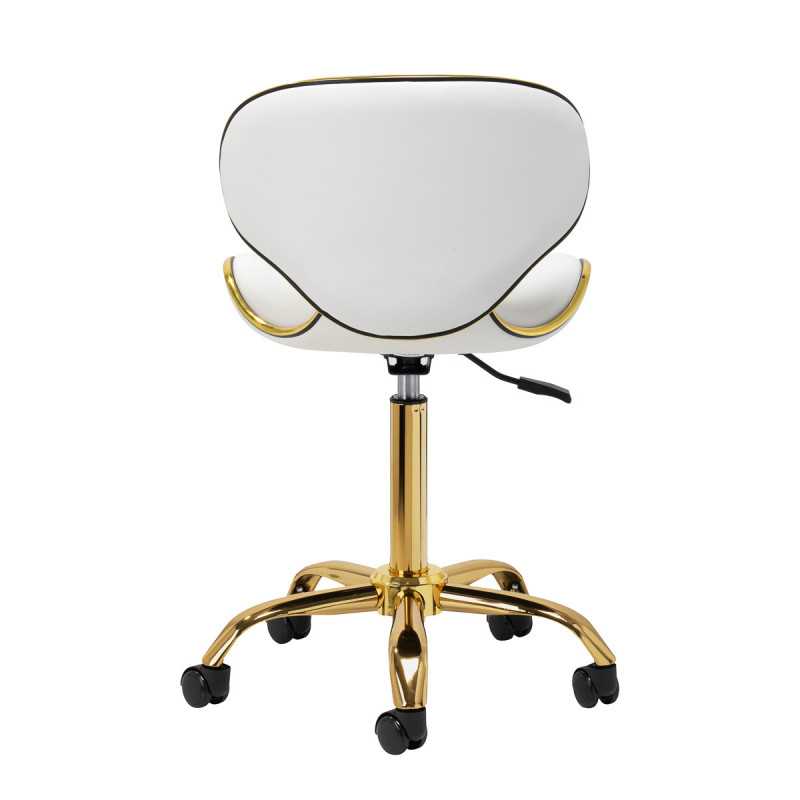 Tabouret Élégance Pro Lux blanc dorée vue arrière