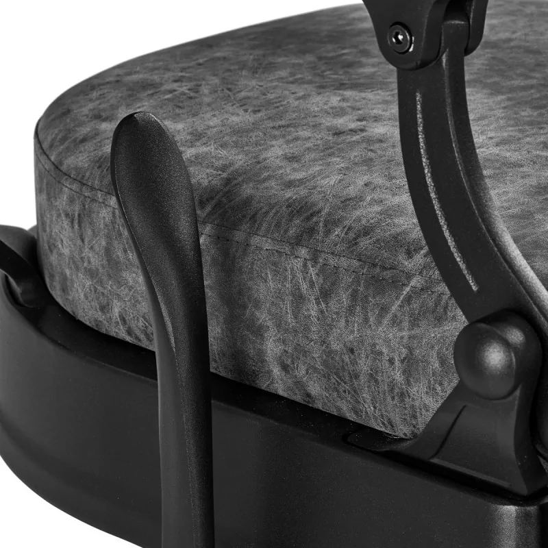 Fauteuil barbier cavalese vieux cuir gris levier inclinaison